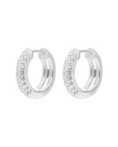 New Sterling Silver Cubic Zirconia Chunky Huggie Hoop Earrings