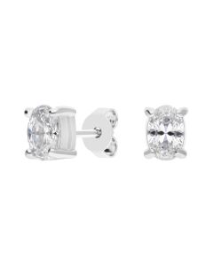 New Sterling Silver Cubic Zirconia Oval Stud Earrings