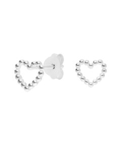 New Sterling Silver Bead Heart Stud Earrings