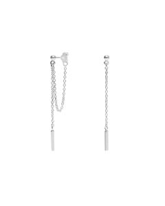 New Sterling Silver Double Chain Bar Drop Earrings