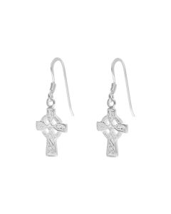 New Sterling Silver Celtic Cross Drop Earrings