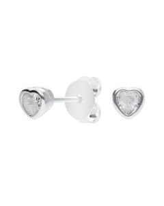 New Sterling Silver Cubic Zirconia Heart Stud Earrings