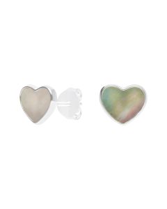 New Sterling Silver Mother Of Pearl Heart Stud Earrings