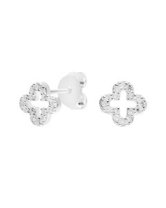 New Sterling Silver Cubic Zirconia Clover Petal Stud Earrings