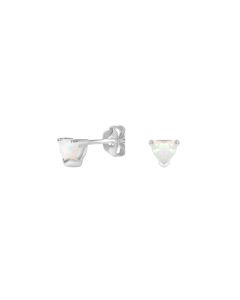 New Sterling Silver Opal Heart Stud Earrings