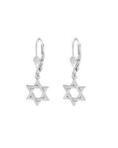 New Sterling Silver Star Of David Drop Earrings