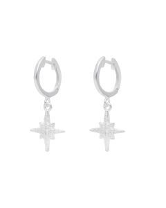 New Sterling Silver Cubic Zirconia North Star Huggie Earrings
