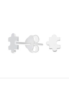 New Sterling Silver Jigsaw Puzzle Pieces Stud Earrings