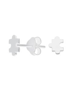 New Sterling Silver Jigsaw Puzzle Pieces Stud Earrings