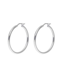 New Sterling Silver 30mm Slim Hoop Creole Earrings
