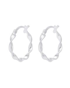 New Sterling Silver Satin Twist Hoop Creole Earrings