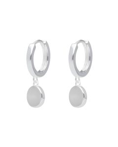 New Sterling Silver Disc Charm Huggie Style Hoop Earrings