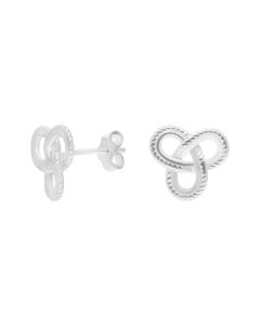 New Sterling Silver Trefoil Knot Stud Earrings