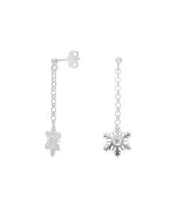 New Sterling Silver Cubic Zirconia Snowflake Drop Earrings