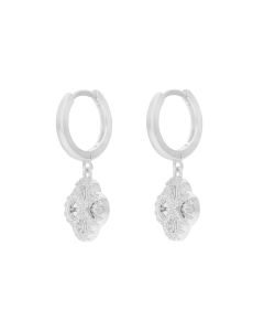 New Sterling Silver Cubic Zirconia Sunburst Petal Drop Earrings