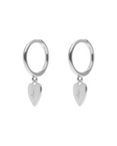 New Sterling Silver Gemstone Heart Charm Huggie Hoop Earrings
