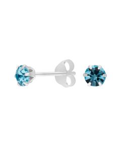 New Sterling Silver Blue Crystal Stud Earrings