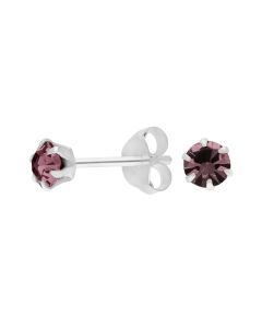 New Sterling Silver Purple Crystal Stud Earrings
