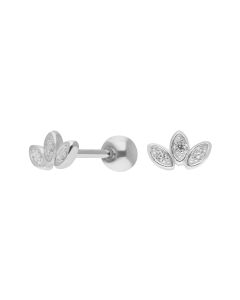 New Sterling Silver Cubic Zirconia Trilogy Labret Stud Earrings