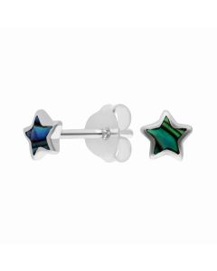 New Sterling Silver Paua Shell Star Stud Earrings