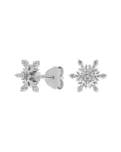 New Sterling Silver Cubic Zirconia Snowflake Stud Earrings