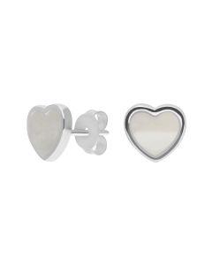 New Sterling Silver Mother Of Pearl Heart Stud Earrings