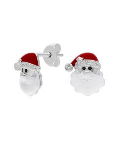 New Sterling Silver Santa Stud Earrings