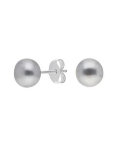 New Sterling Silver Cultured Grey Pearl Stud Earrings