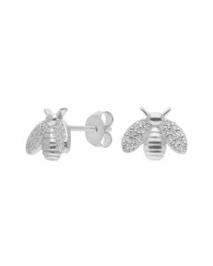 New Sterling Silver Cubic Zirconia Bee Stud Earrings
