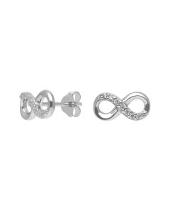 New Sterling Silver Cubic Zirconia Infinity Stud Earrings