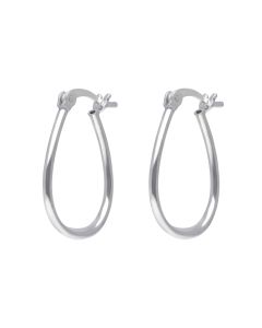 New Sterling Silver Oval Creole Earrings