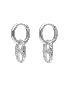 New Sterling Silver Gemstone Anchor Link Drop Huggie Earrings