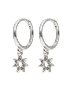 New Sterling Silver Cubic Zirconia Star Drop Huggie Earrings