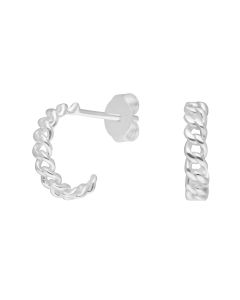 New Sterling Silver Curb Chain Link 3/4 Hoop Earrings