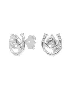 New Sterling Silver Horse & Horseshoe Stud Earrings