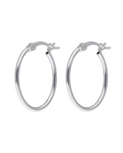 New Sterling Silver Polished Oval Hoop Creole Earrings