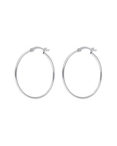 New Sterling Silver 30mm Plain Hoop Creole Earrings