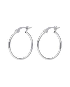 New Sterling Silver 18mm Plain Hoop Creole Earrings