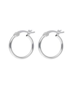 New Sterling Silver 14mm Plain Hoop Creole Earrings