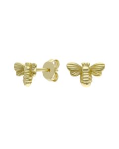 New Gold Plated Silver Small Manchester Bee Stud Earrings