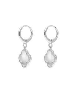New Sterling Silver Mother Of Pearl Clover Petal Drop Earrings