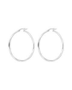 New Sterling Silver 40mm Twist Hoop Creole Earrings