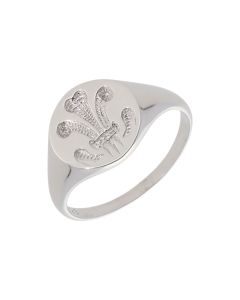 New Sterling Silver Oval Fleur De Lis Signet Ring