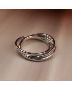 New Sterling Silver 3 Row Russian Wedding Band Style Ring