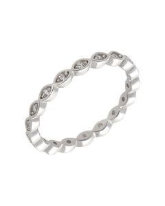 New Sterling Silver Cubic Zirconia Marquise Shape Full Band Ring