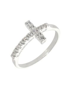 New Sterling Silver Cubic Zirconia Cross Ring
