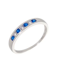 New Sterling Silver Blue & White Cubic Zirconia Eternity Ring