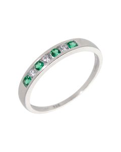 New Sterling Silver Green & White Cubic Zirconia Eternity Ring