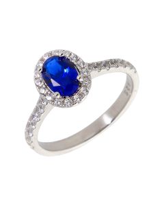 New Sterling Silver Blue & White Cubic Zirconia Cluster Ring