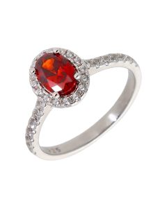 New Sterling Silver Red & White Cubic Zirconia Cluster Ring